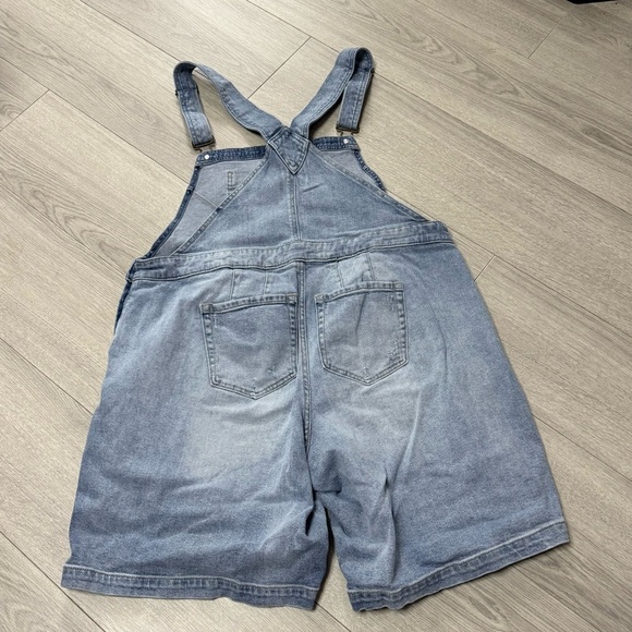 Lane Bryant Shorts Wide Leg Blue Jean Overalls - Picture 10 of 12